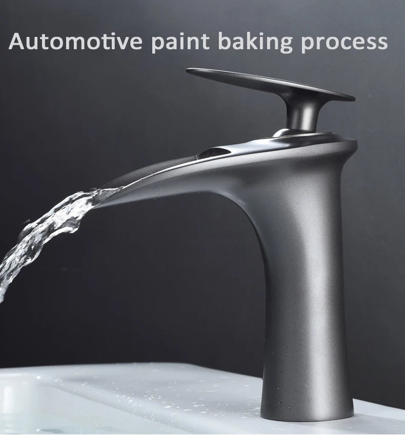 Antique Brass Waterfall Bathroom Faucet – Single Handle Basin Mixer Tap