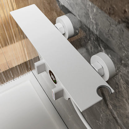 Wall-Mounted Bathtub Faucet with Temperature Display & Waterfall Shelf