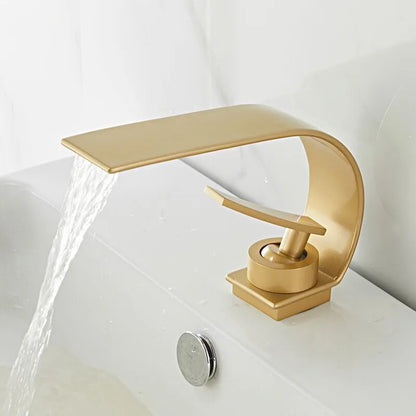 Waterfall Crescent Basin Faucet Hot Cold Bathroom Sink Mixer