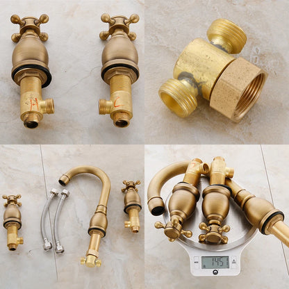 Antique Bronze Double Handle Bath Faucet