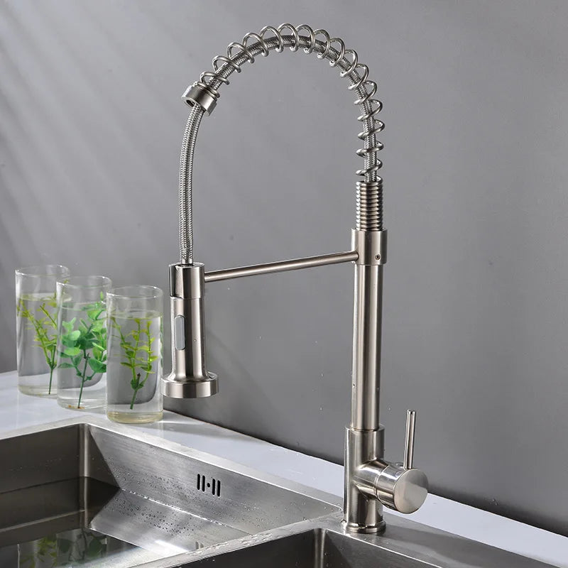 Matte Black Pull-Out Kitchen Faucet 360° Mixer Tap