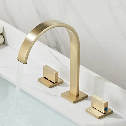 Brushed Gold Bathroom Basin Faucet Hot Cold Mixer Sink Tap