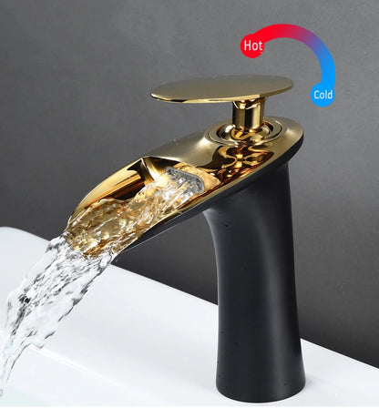 Antique Brass Waterfall Bathroom Faucet – Single Handle Basin Mixer Tap