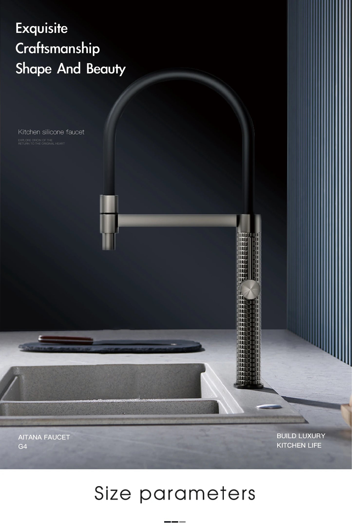 Aitana Black Brass Pull-Out Kitchen Faucet – Hot & Cold, Single Handle