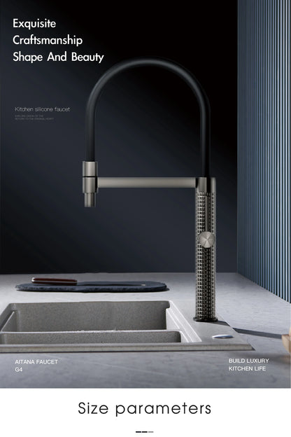 Aitana Black Brass Pull-Out Kitchen Faucet – Hot & Cold, Single Handle