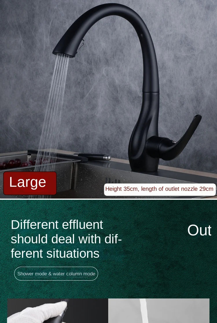 BAKALA Pull-Out Kitchen Faucet – Single Handle, 360° Swivel, Hot & Cold