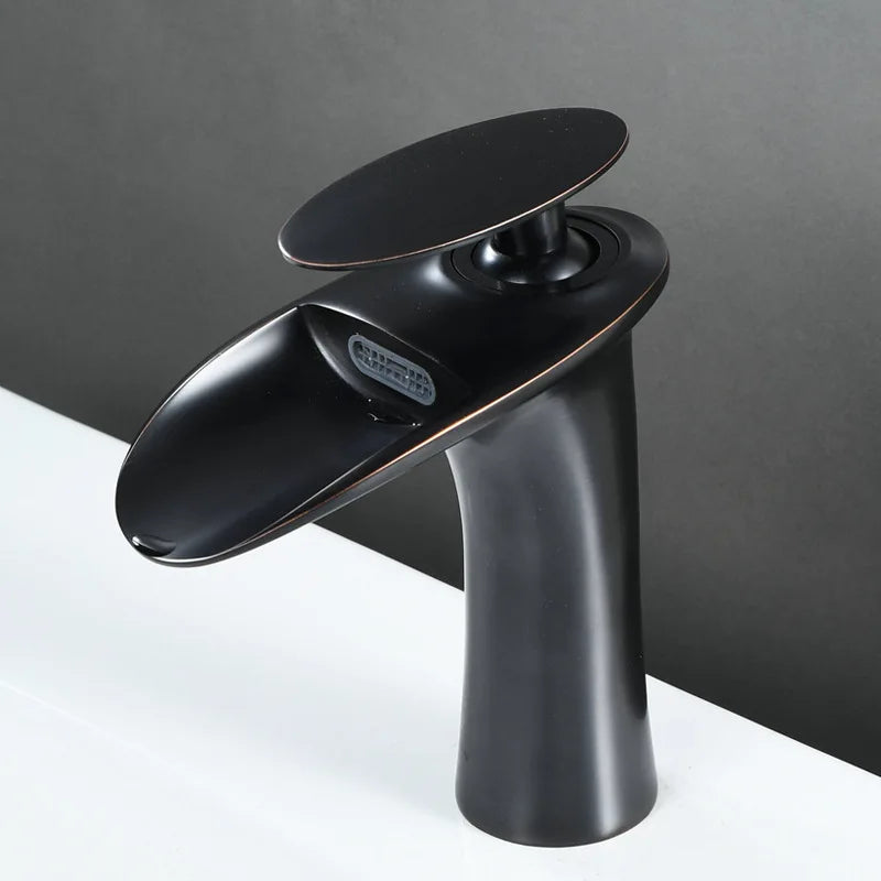 Antique Brass Waterfall Bathroom Faucet – Single Handle Basin Mixer Tap