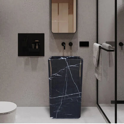 Natural Marble Pedestal Wash Basin Luxury Nordic Bathroom Sink