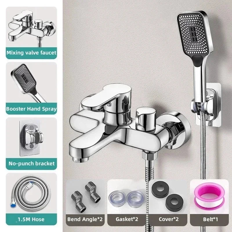 3 Way Thermostatic Shower Mixer Valve Wall Mount Chrome Faucet
