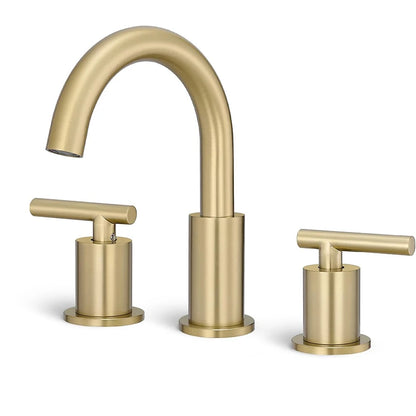 Solid Brass Bathroom Basin Faucet Dual Handle 3 Hole Tap