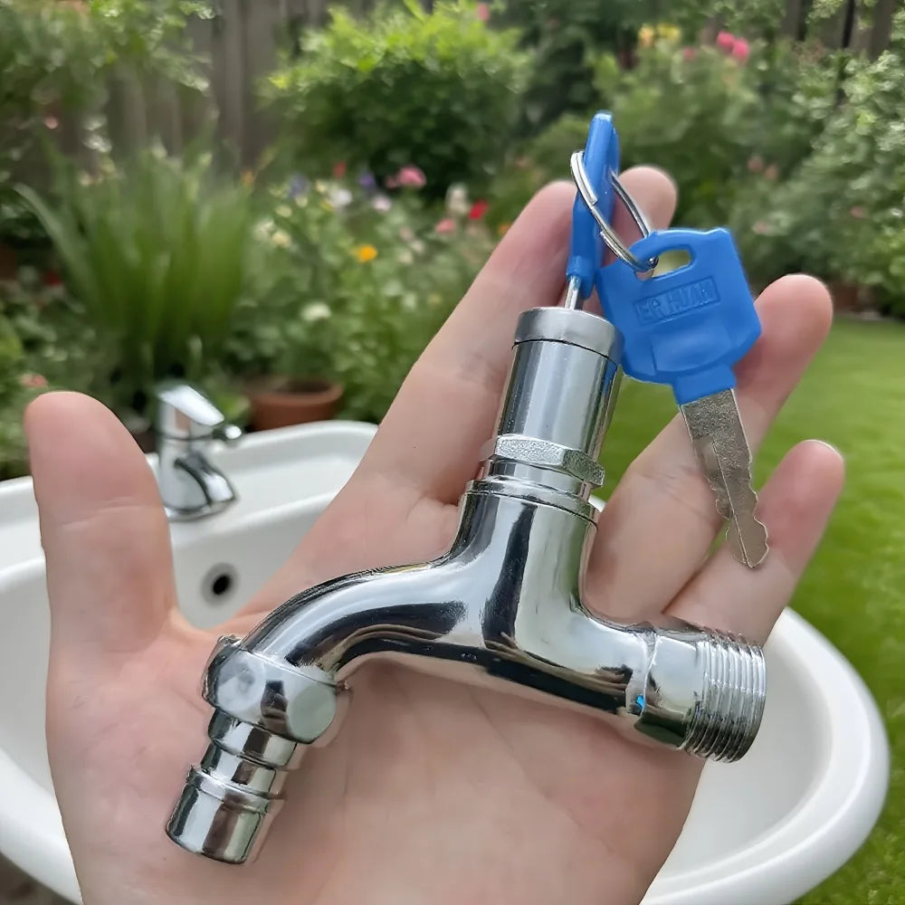 Lockable Outdoor Faucet 1/2 Inch Alloy Tap with Key Anti Theft