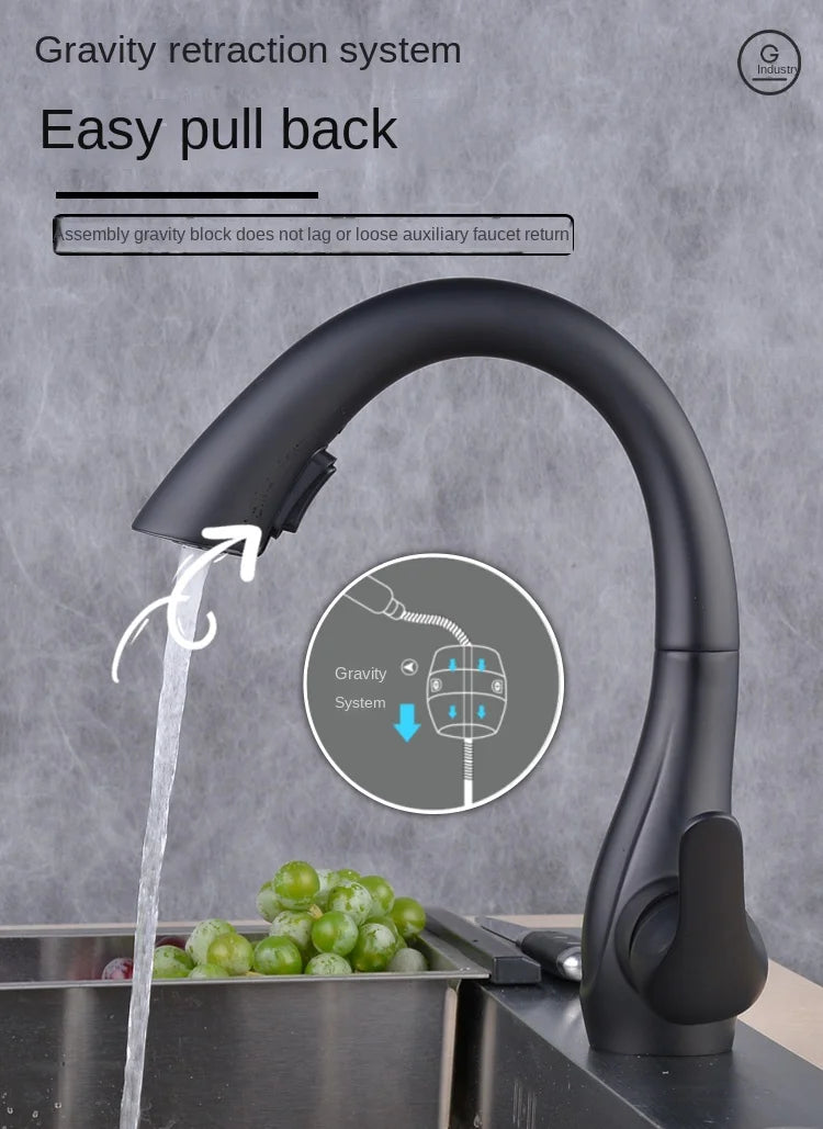 BAKALA Pull-Out Kitchen Faucet – Single Handle, 360° Swivel, Hot & Cold