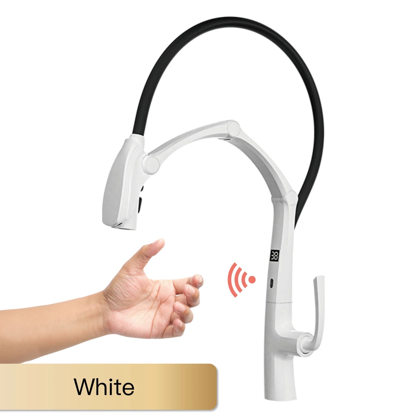 Gun Grey LED Kitchen Faucet Touchless Pull Down Mixer Tap