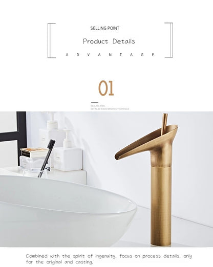 Luxury Waterfall Bathroom Basin Faucet – Hot & Cold, Single Lever