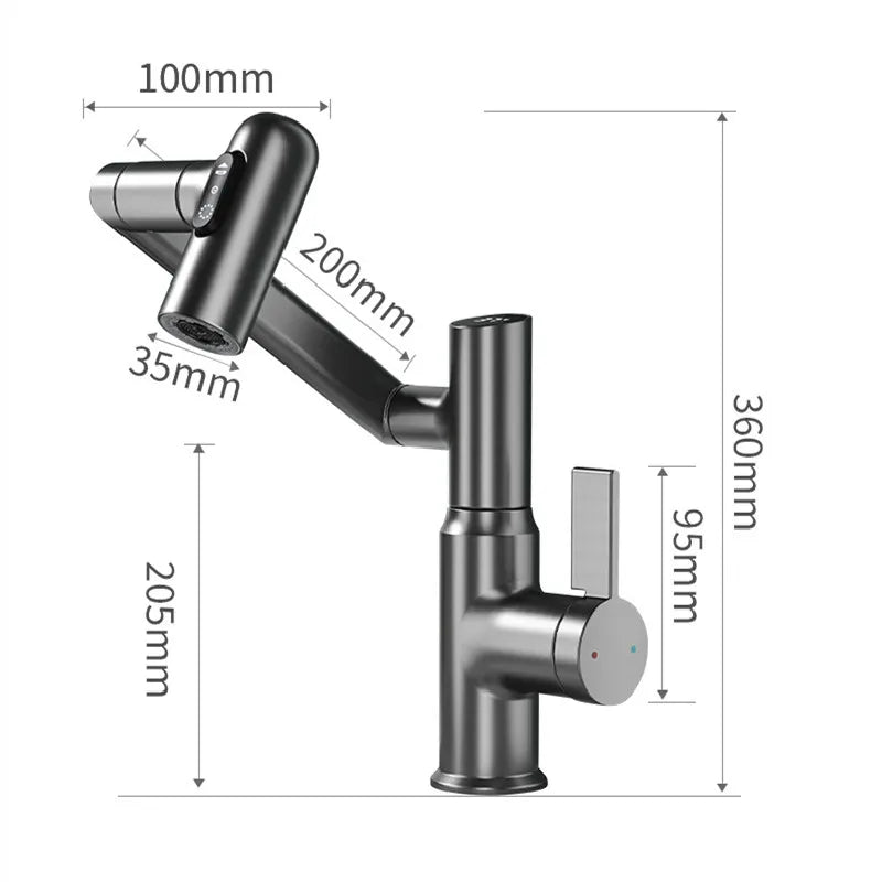 LED Digital Display Basin Faucet with 360° Rotating Sprayer