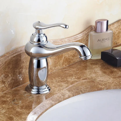 Luxury Europe style antique gold bathroom basin faucet Mixers Taps single handle magic lamp cold and hot water kitchen faucet