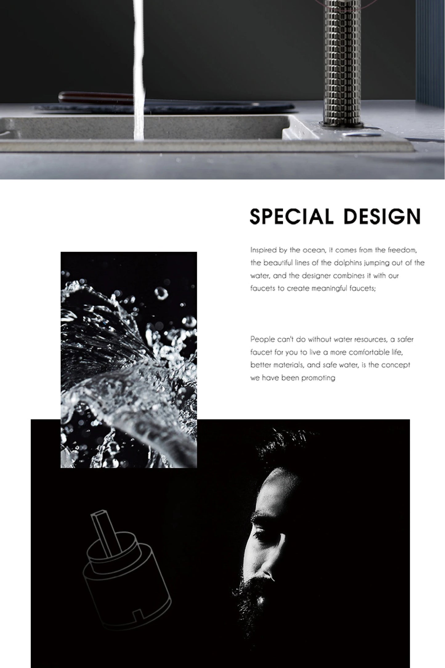 Aitana Black Brass Pull-Out Kitchen Faucet – Hot & Cold, Single Handle