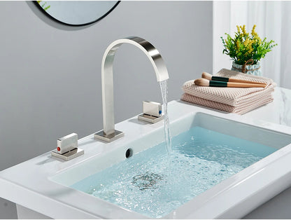 Brushed Gold Bathroom Basin Faucet Hot Cold Mixer Sink Tap