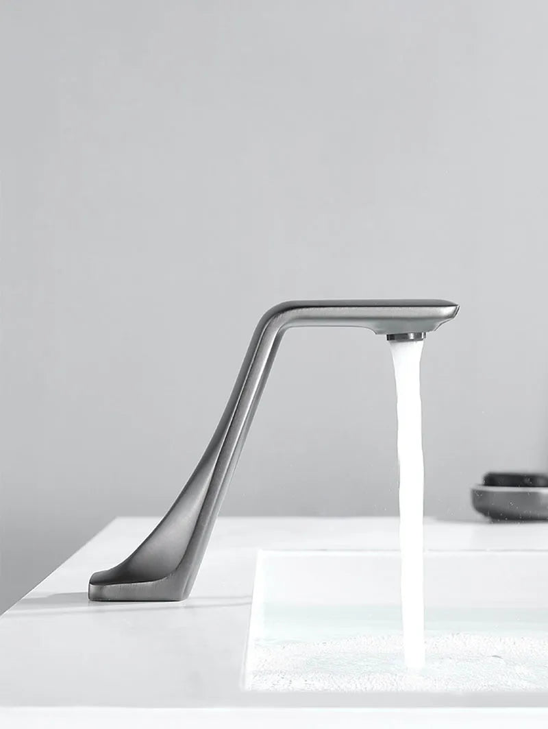 Gun Gray Automatic Sensor Bathroom Basin Faucet Cold Water Tap