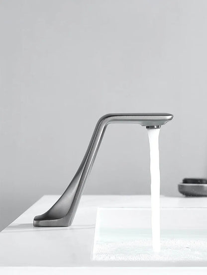 Gun Gray Automatic Sensor Bathroom Basin Faucet Cold Water Tap