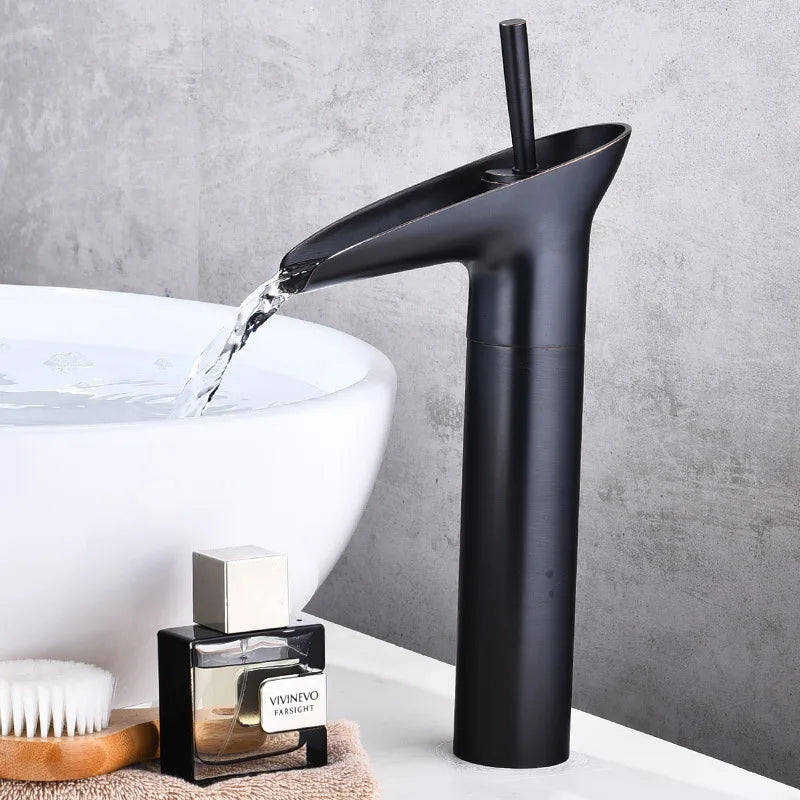 Luxury Waterfall Bathroom Basin Faucet – Hot & Cold, Single Lever