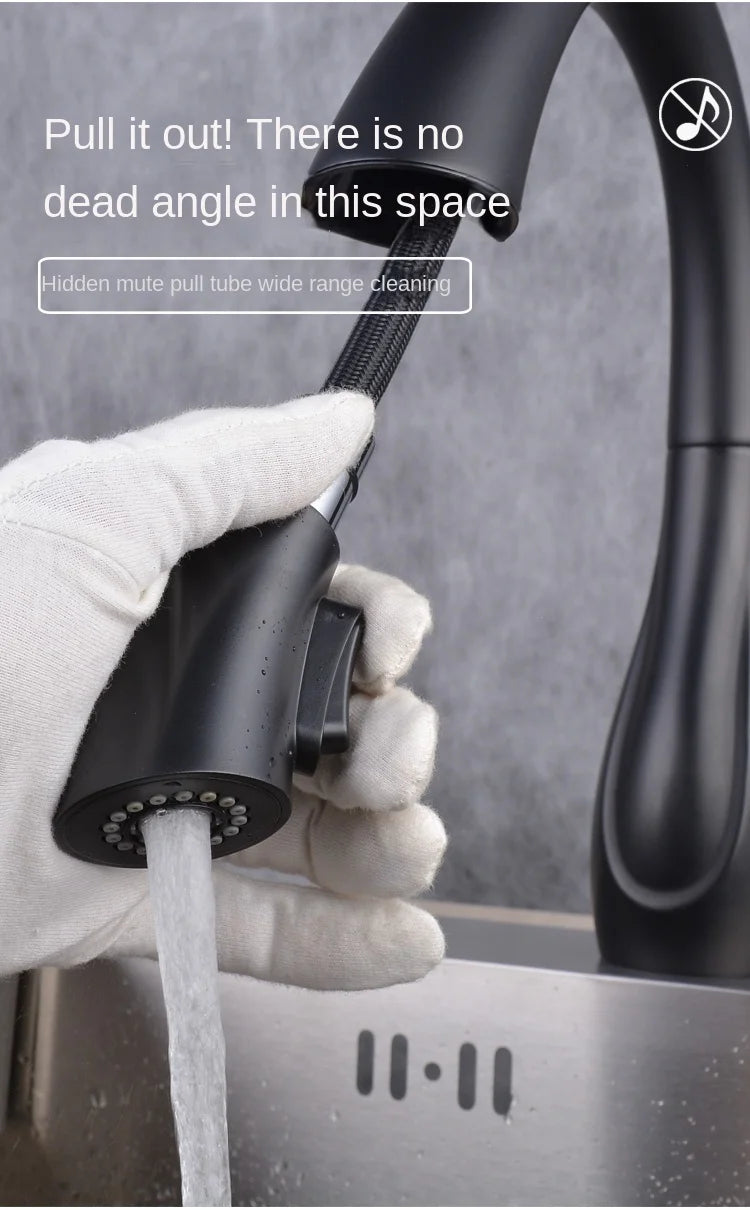 BAKALA Pull-Out Kitchen Faucet – Single Handle, 360° Swivel, Hot & Cold