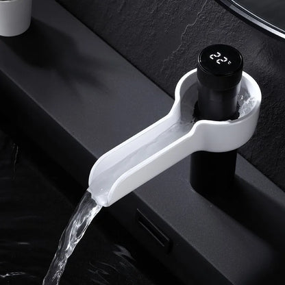 Black LED Digital Bathroom Basin Faucet Temperature Display Tap