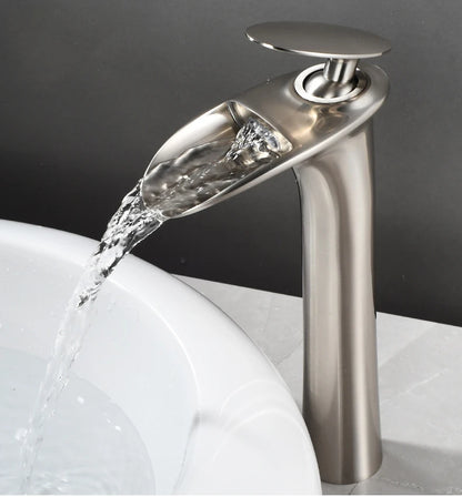 Antique Brass Waterfall Bathroom Faucet – Single Handle Basin Mixer Tap