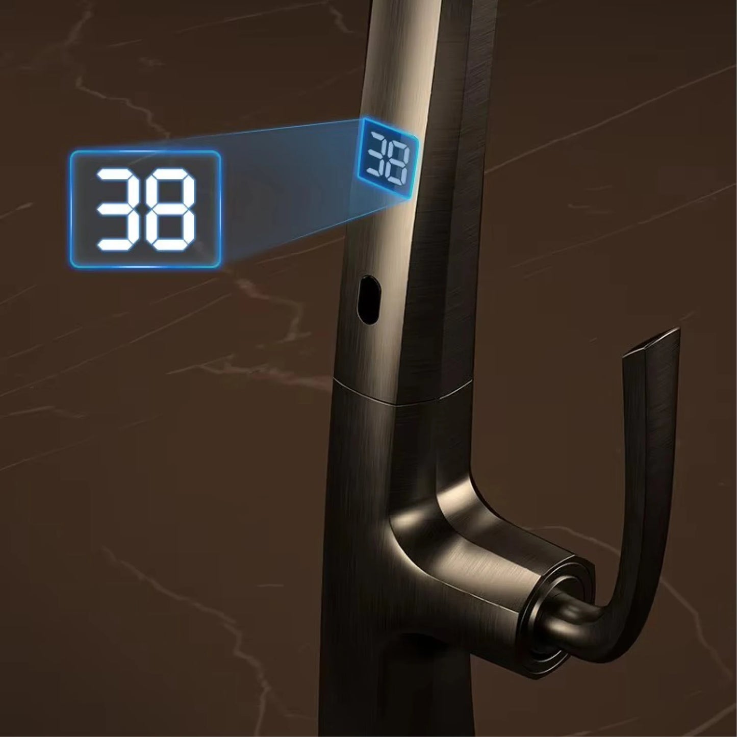 Gun Grey LED Kitchen Faucet Touchless Pull Down Mixer Tap