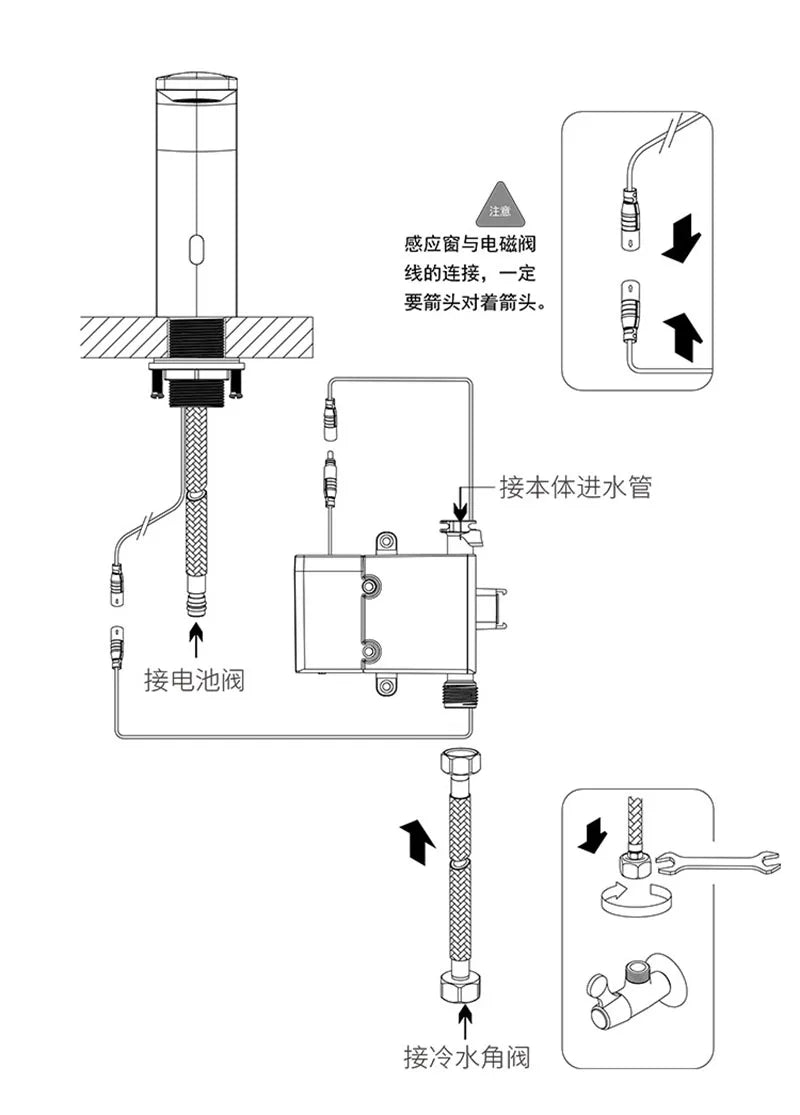 Gun Gray Automatic Sensor Bathroom Basin Faucet Cold Water Tap