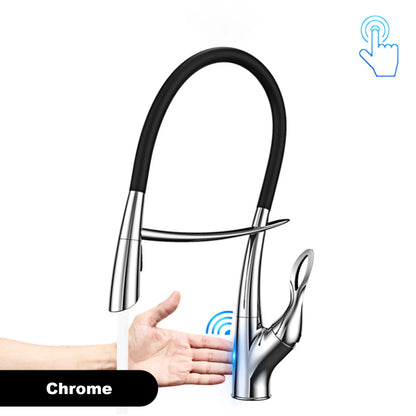 Gestan brass brushed gold kitchen faucet with touch switch design, single handle ceramic valve core, hot and cold water sink Tap