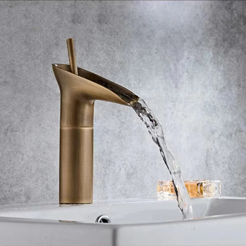 Luxury Waterfall Bathroom Basin Faucet – Hot & Cold, Single Lever