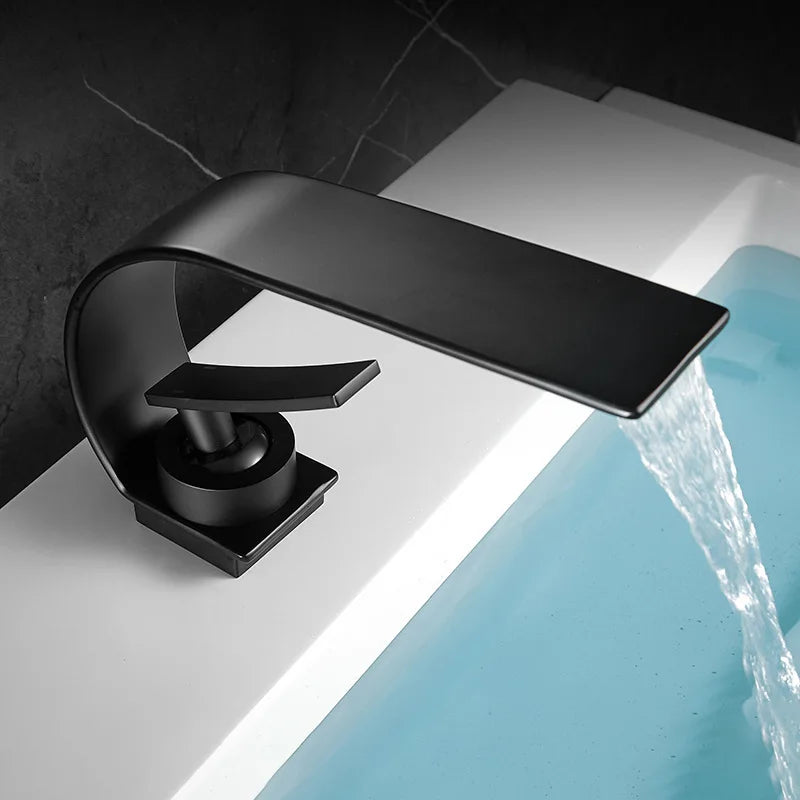 Waterfall Crescent Basin Faucet Hot Cold Bathroom Sink Mixer