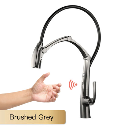 Gun Grey LED Kitchen Faucet Touchless Pull Down Mixer Tap