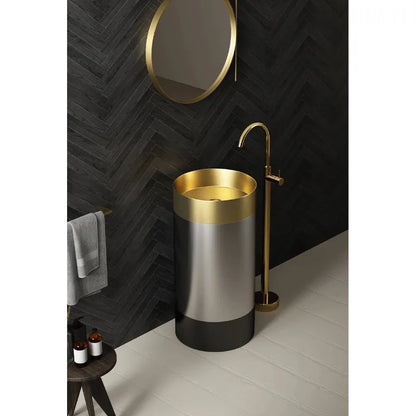 304 Stainless Steel Column Wash Basin Modern Luxury Pedestal Sink