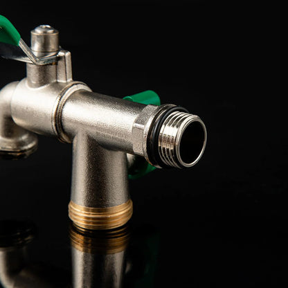 Brass Double Tap Faucet 3/4 Inch Dual Outlet Garden Valve Splitter
