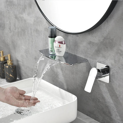 Wall-Mounted Waterfall Basin Faucet – Chrome Brass Single Handle