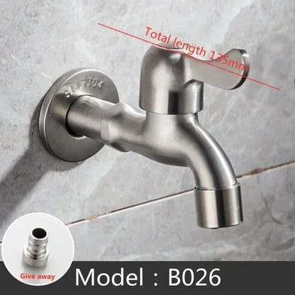 304 Stainless Steel Wall Mount Garden Faucet Brushed Outdoor Tap