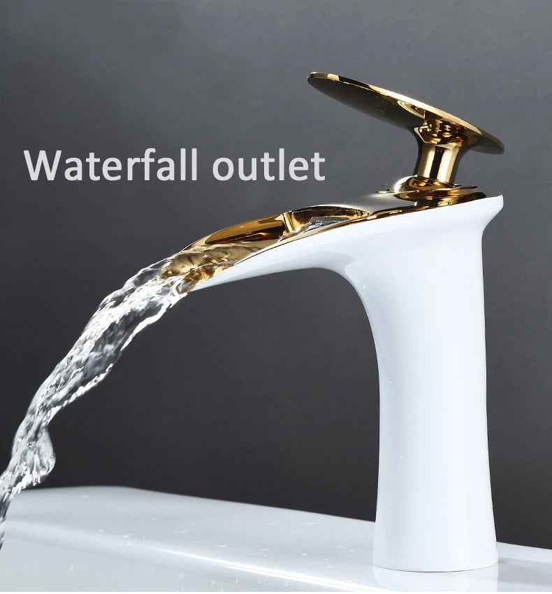 Antique Brass Waterfall Bathroom Faucet – Single Handle Basin Mixer Tap