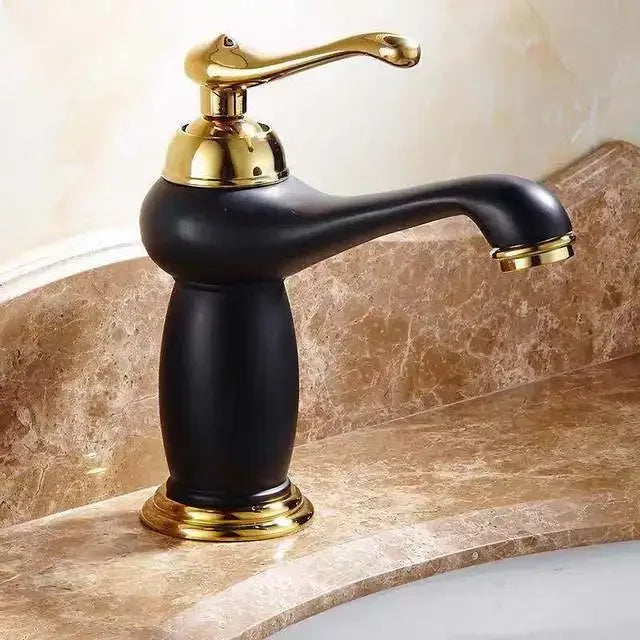 Luxury Europe style antique gold bathroom basin faucet Mixers Taps single handle magic lamp cold and hot water kitchen faucet