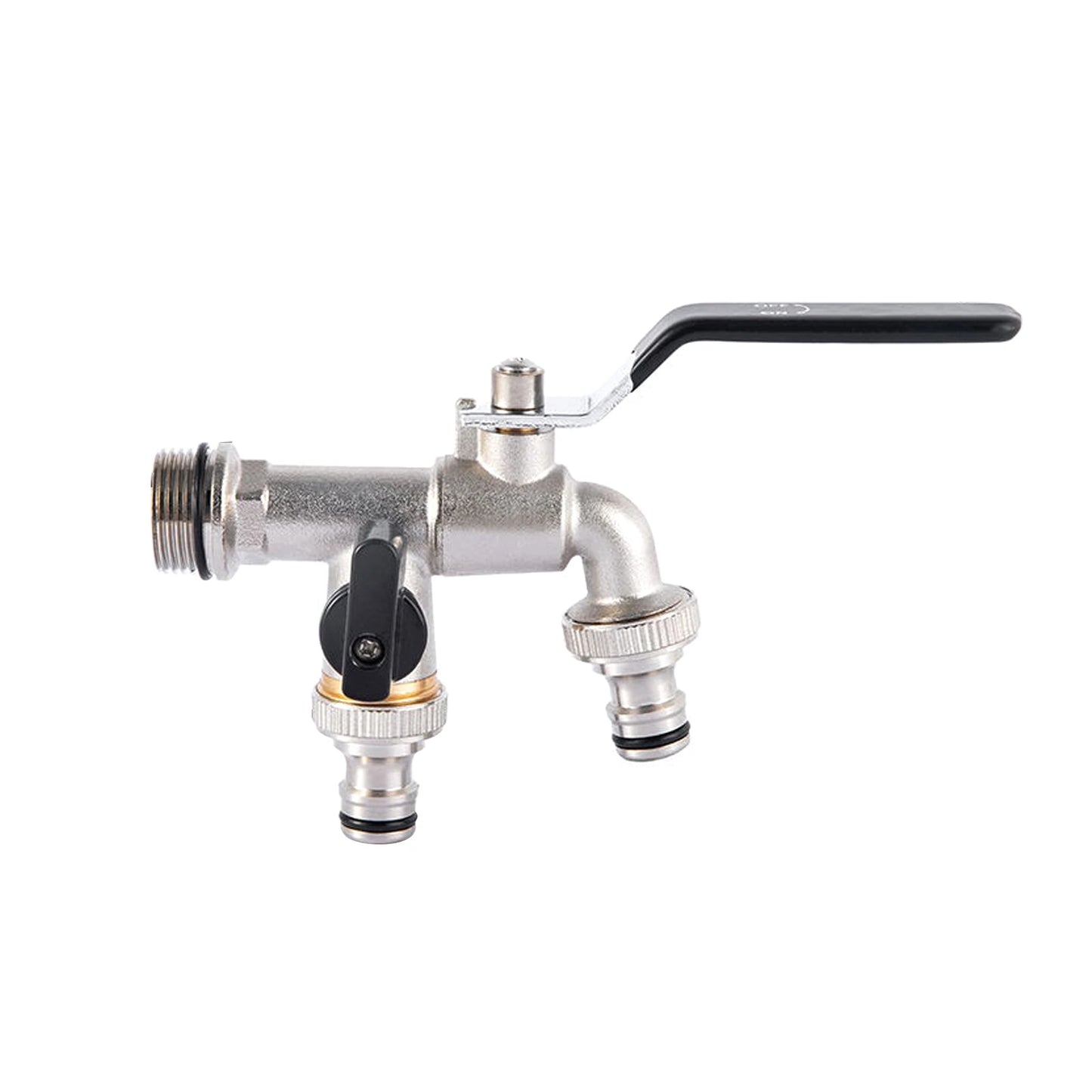 Brass Double Tap Faucet 3/4 Inch Dual Outlet Garden Valve Splitter