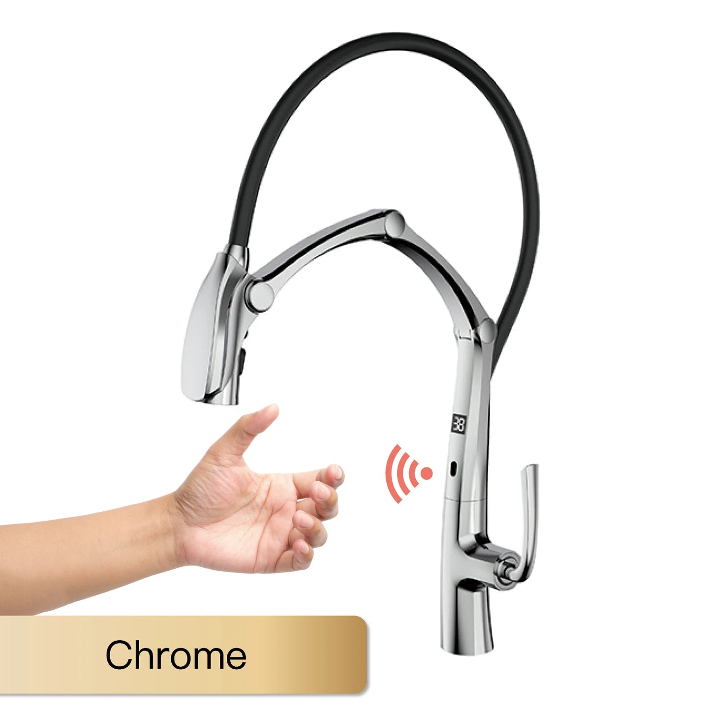 Gun Grey LED Kitchen Faucet Touchless Pull Down Mixer Tap