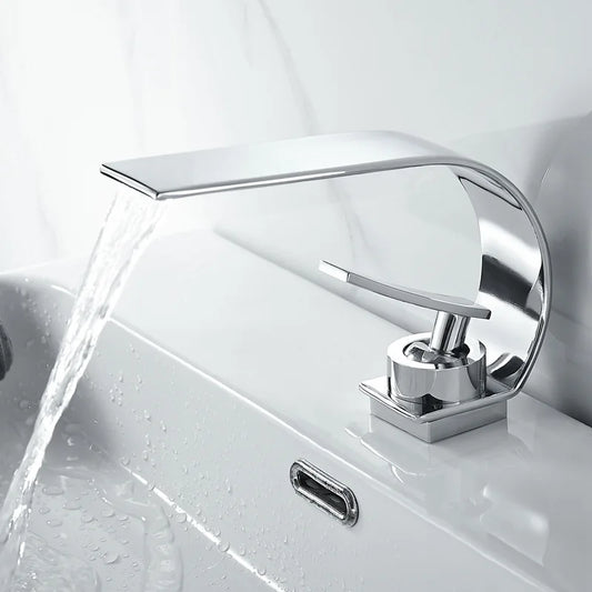 Waterfall Crescent Basin Faucet Hot Cold Bathroom Sink Mixer