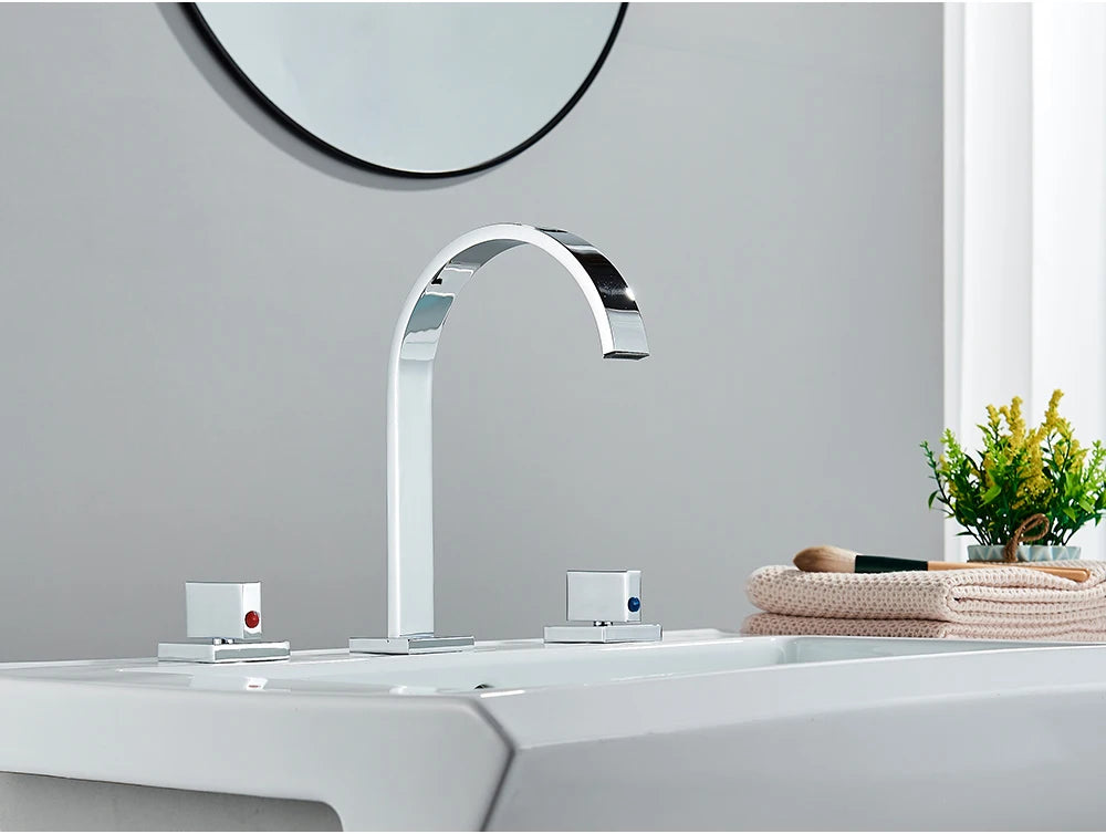 Brushed Gold Bathroom Basin Faucet Hot Cold Mixer Sink Tap