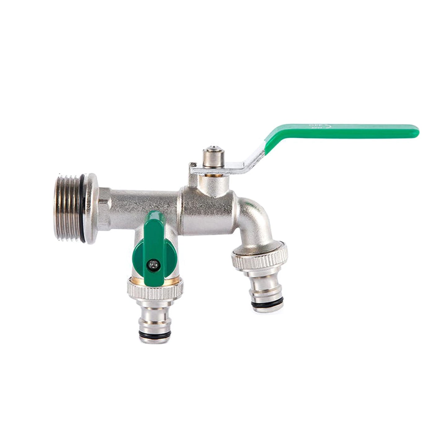 Brass Double Tap Faucet 3/4 Inch Dual Outlet Garden Valve Splitter