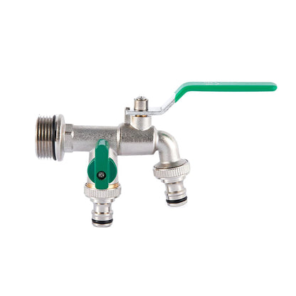 Brass Double Tap Faucet 3/4 Inch Dual Outlet Garden Valve Splitter