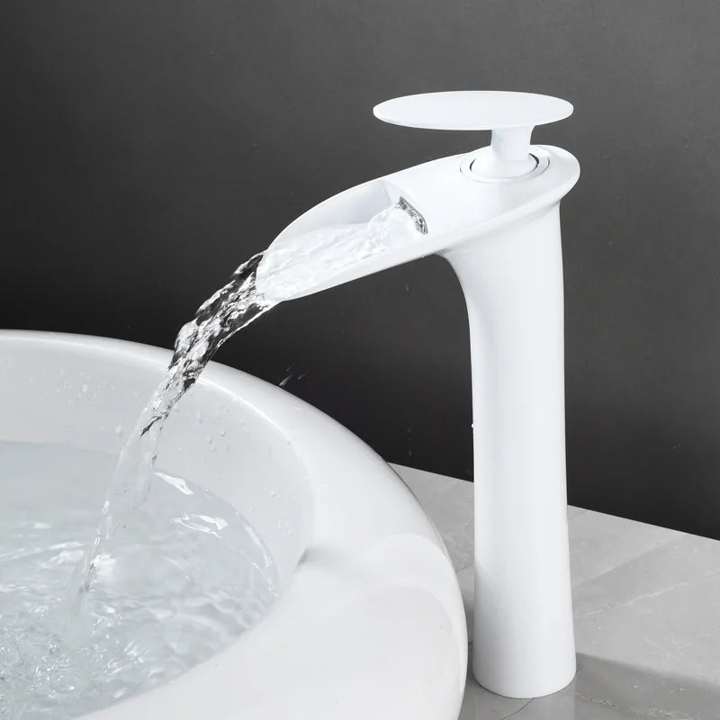 Antique Brass Waterfall Bathroom Faucet – Single Handle Basin Mixer Tap