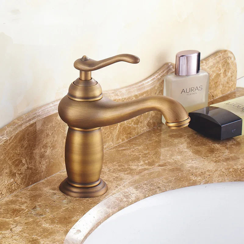 Luxury Europe style antique gold bathroom basin faucet Mixers Taps single handle magic lamp cold and hot water kitchen faucet
