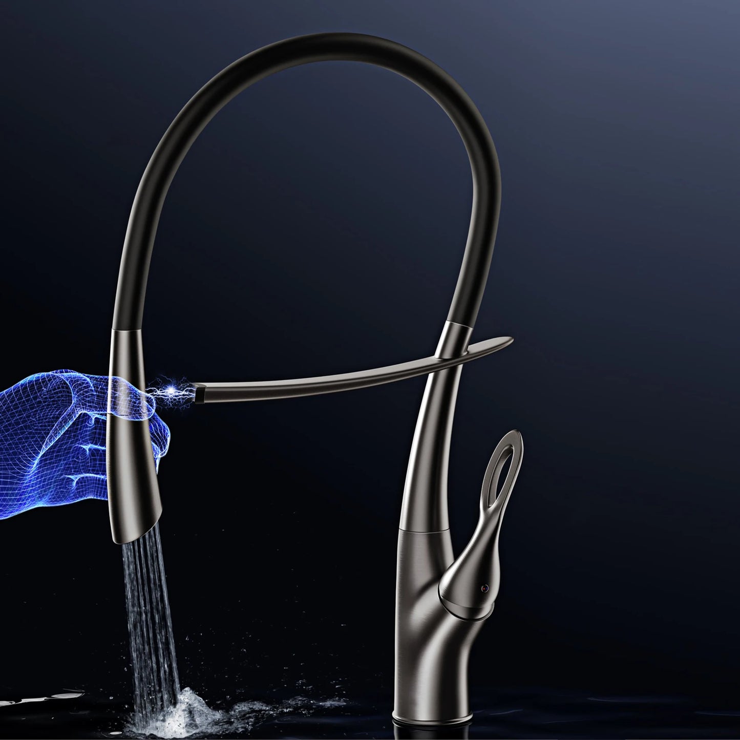 Gestan brass brushed gold kitchen faucet with touch switch design, single handle ceramic valve core, hot and cold water sink Tap