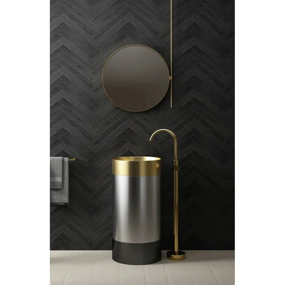 304 Stainless Steel Column Wash Basin Modern Luxury Pedestal Sink